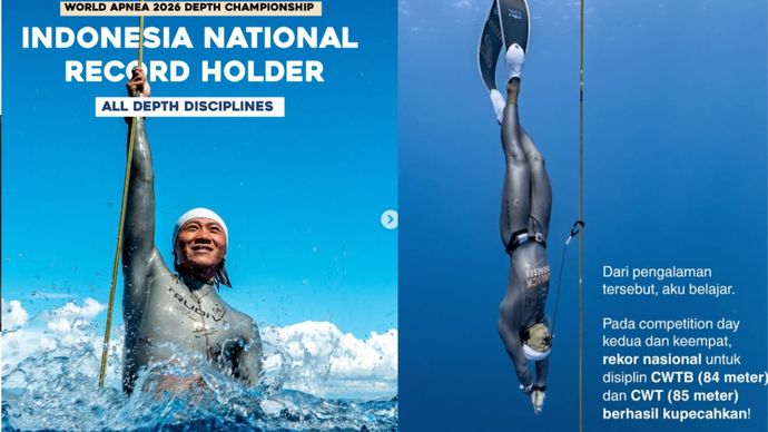 Atlet Freediving Indonesia Dimas Andika Capai Kedalaman 84 Meter di World Apnea 2026