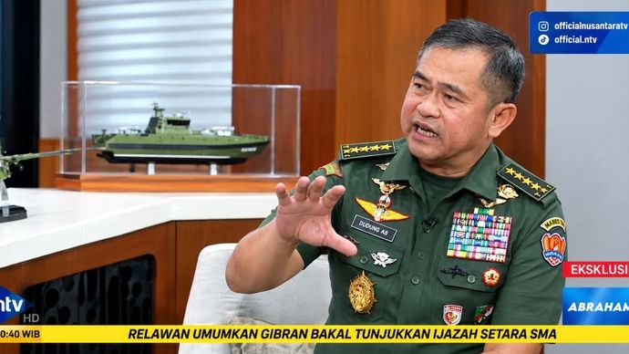 Kepala Staf Angkatan Darat (Kasad), Jenderal TNI Maruli Simanjuntak dalam wawancara khusus bersama program Abraham di Nusantara TV