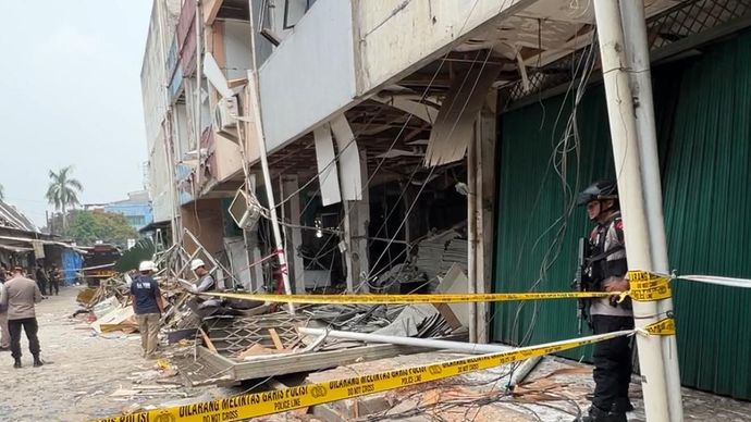 Ruko yang jadi sumber ledakan di Pasar Cimanggis, Ciputat. 