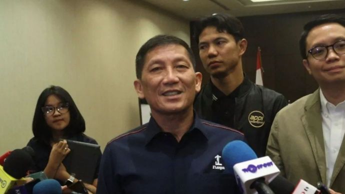 Direktur Utama I.League Ferry Paulus saat ditemui wartawan di Hotel Fairmont, Jakarta, Rabu (6/8/2025).