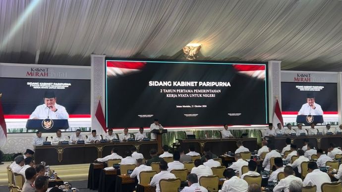 Prabowo Subianto dalam Sidang Kabinet Paripurna