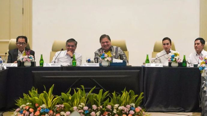 Menteri Koordinator Bidang Perekonomian Airlangga Hartarto dalam Rapat Kerja Nasional (Rakernas) KEK Triwulan III Tahun 2026, Jakarta, Rabu (21/10/2026)