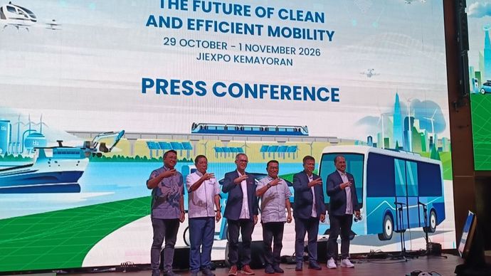 Pameran kendaraan listrik Periklindo Electric Vehicle Show (PEVS) 2026 digelar di JIExpo Kemayoran, Jakarta, pada 29 Oktober hingga 1 November 2026. (Foto: Adiantoro/NTV) 