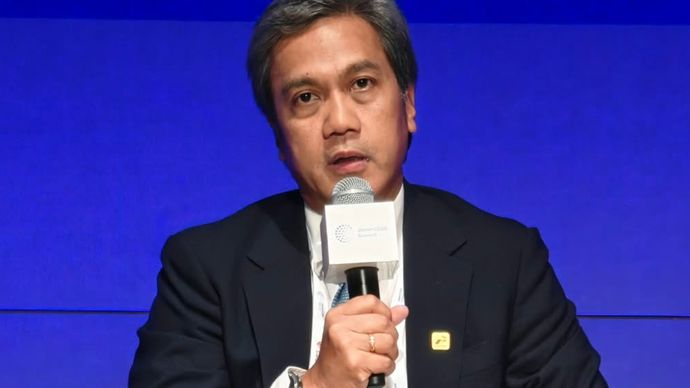 Direktur Investasi dan Pengembangan Bisnis PHE Dannif Utojo Danusaputro saat menjadi pembicara dalam panel diskusi Japan CCUS Summit 2026 di Tokyo, Jepang.