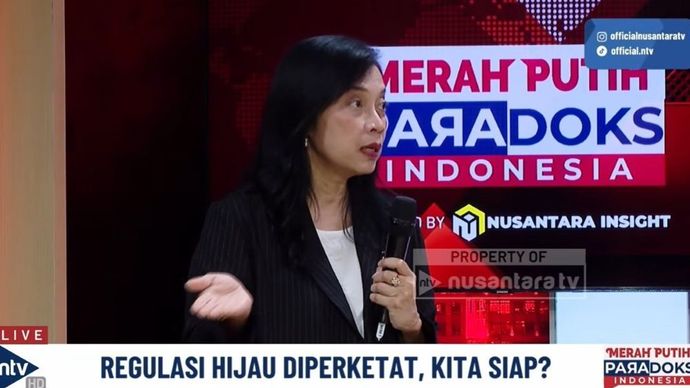 Strategy &amp; Sustainability Consultant, Ciska Tobing saat menjadi narasumber dalam program "Merah Putih", Jumat (23/10/2026).