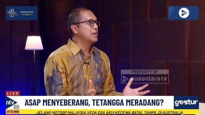 Pakar Hubungan Internasional UKI Verdinand Robertua dalam program GESTUR di Nusantara TV