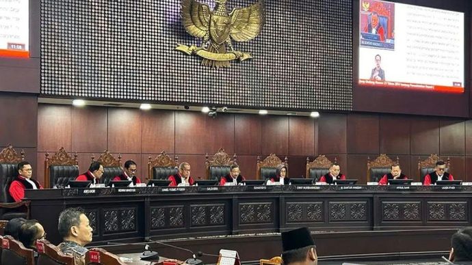 Mahkamah Konstitusi menggelar sidang pengucapan putusan terhadap 20 permohonan di ruang sidang utama gedung I MK, Jakarta