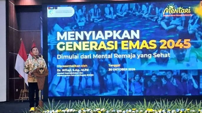 Mendukbangga/Kepala BKKBN Wihaji dalam peringatan Hari Kesehatan Mental Sedunia di Jakarta pada Jumat, 30 Oktober 2026.