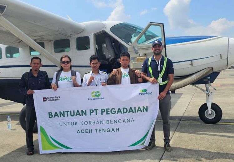 Kirim 1 Ton Bantuan Logistik ke Aceh, Pegadaian Tembus Wilayah Terisolir dengan Bantuan Pesawat Carter