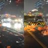 Minibus Putih Terbalik Gegara Tabrak Pembatas di Tol Dalam Kota Cawang