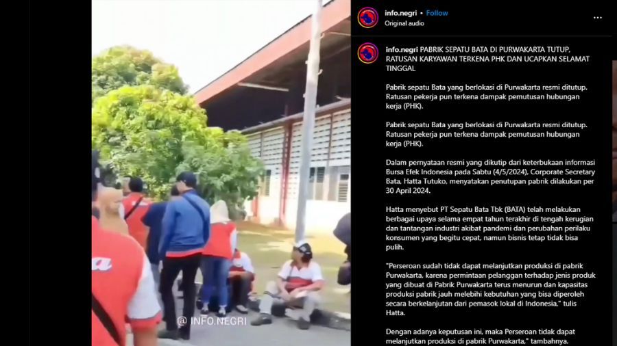 Pabrik sepatu Bata Purwakarta tutup  <b>(Instagram )</b>