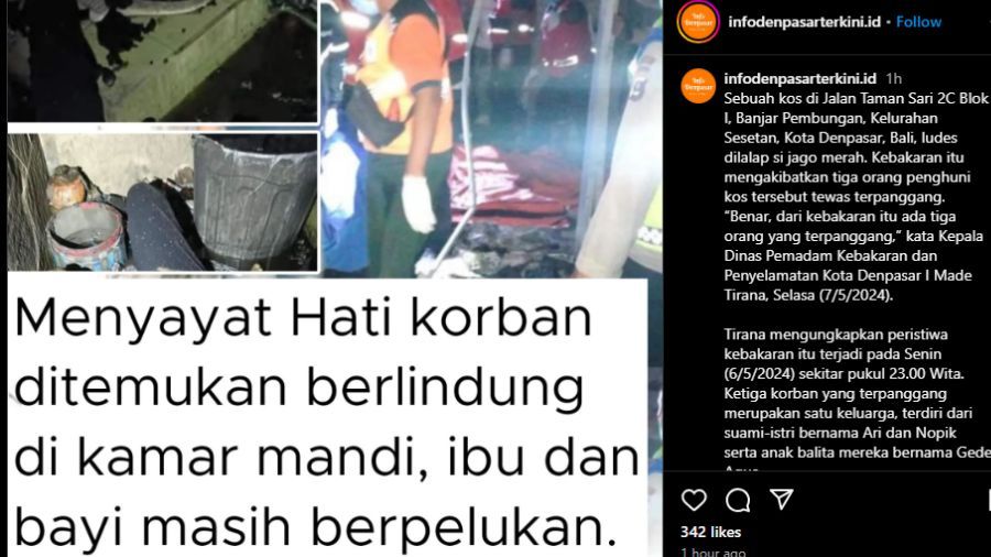 Ibu dan anak tewas terbakar si jago merah  <b>(Instagram )</b>