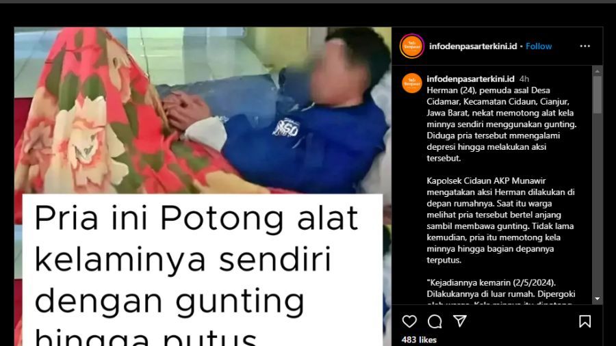 Pria potong alat kelaminnya sendiri (Instagram) <b>(Instagram )</b>