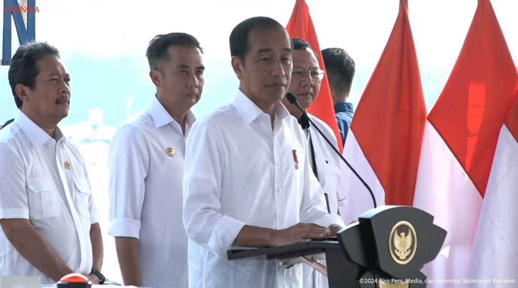 Presiden Joko Widodo menyampaikan sambutan dalam acara peresmian Modeling Budidaya Ikan Nila Salin d <b>(Youtube Seketariat Presiden)</b>