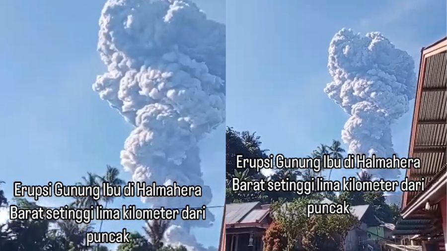 Gunung Ibu di Halmahera Barat kembali erupsi, pada Senin, (13/5/2024) <b>(Instagram/@warungjurnalis)</b>