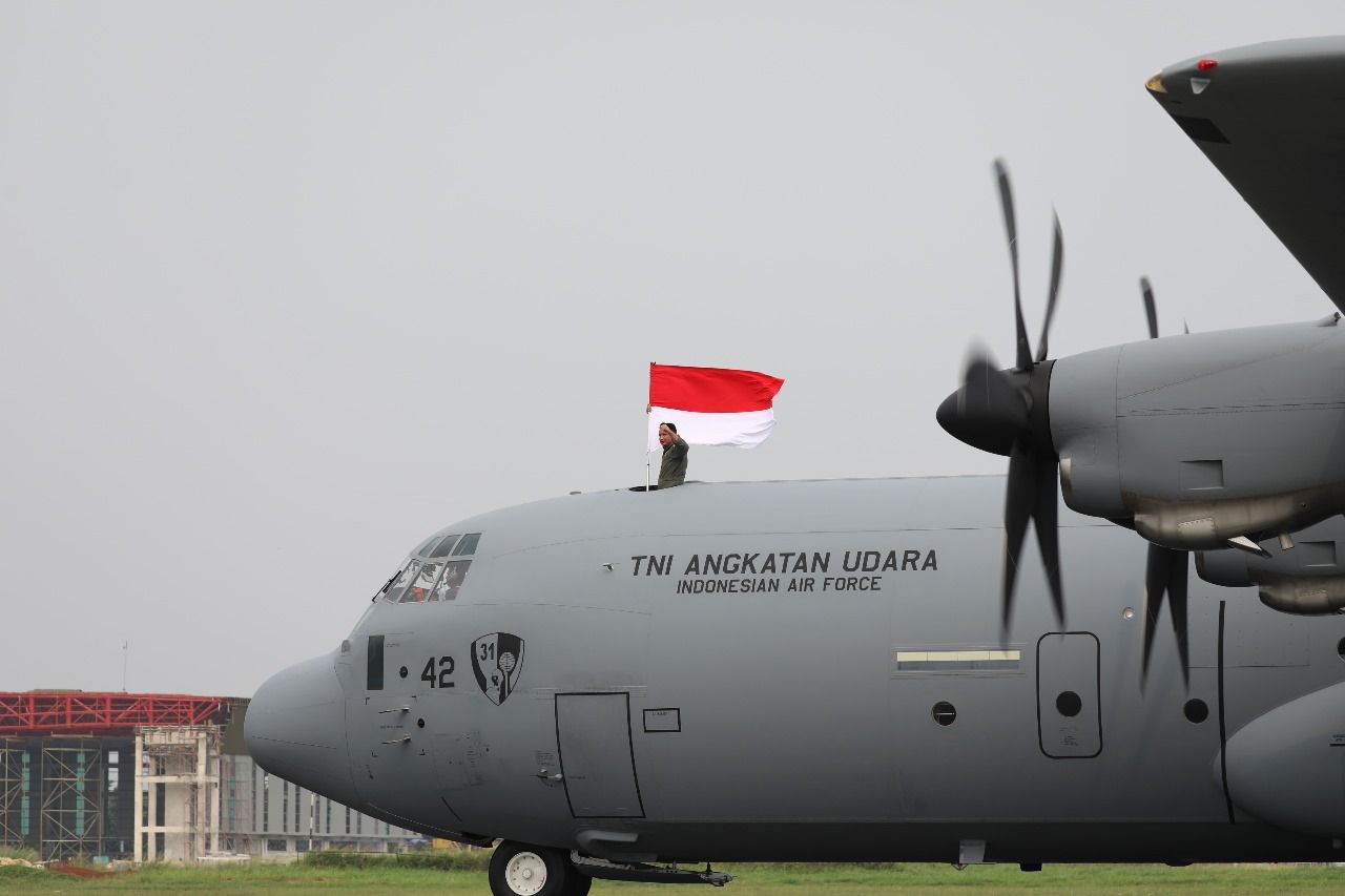 Pesawat kelima C-130J-30 Super Hercules TNI AU <b>(Biro Humas Setjen Kemhan)</b>