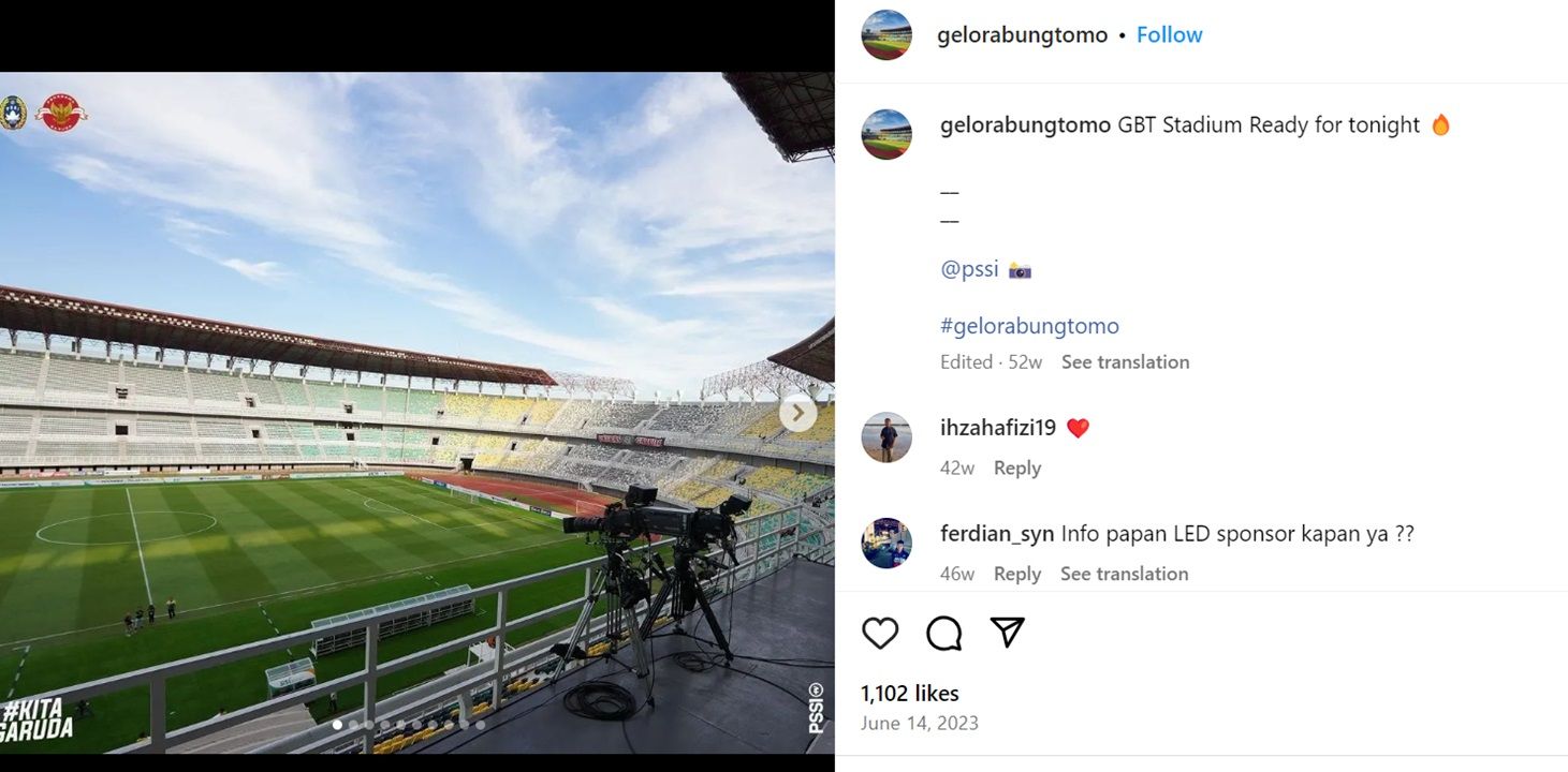 Stadion Gelora Bung Tomo (GBT), Surabaya <b>(IG Gelora Bung Tomo)</b>