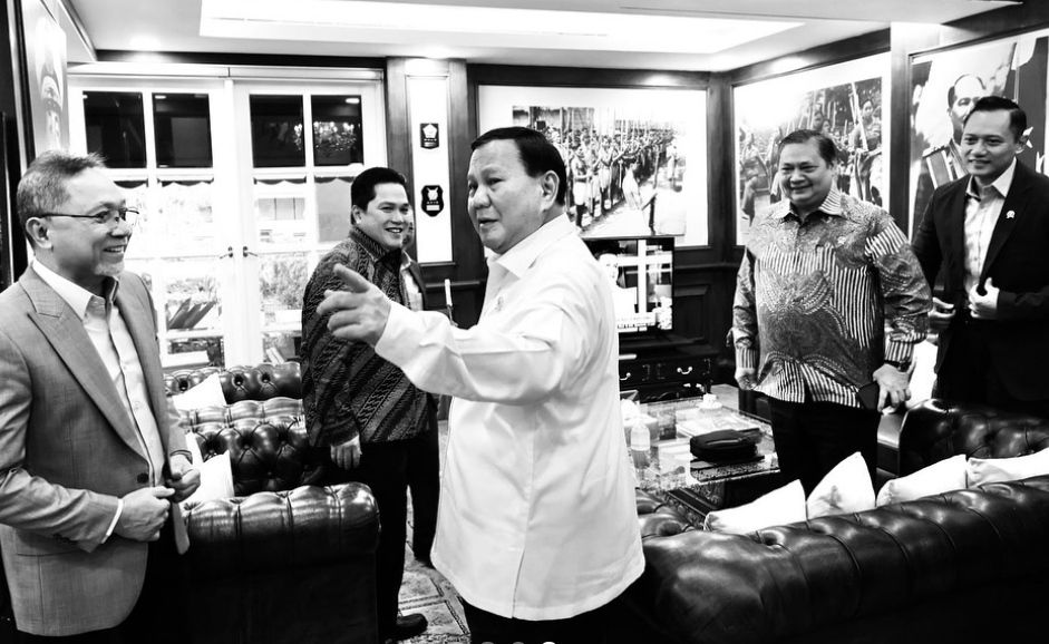 Prabowo Subianto, bertemu Erick Thohir dan sejumlah ketum parpol Koalisi Indonesia Maju. (Instagram) 