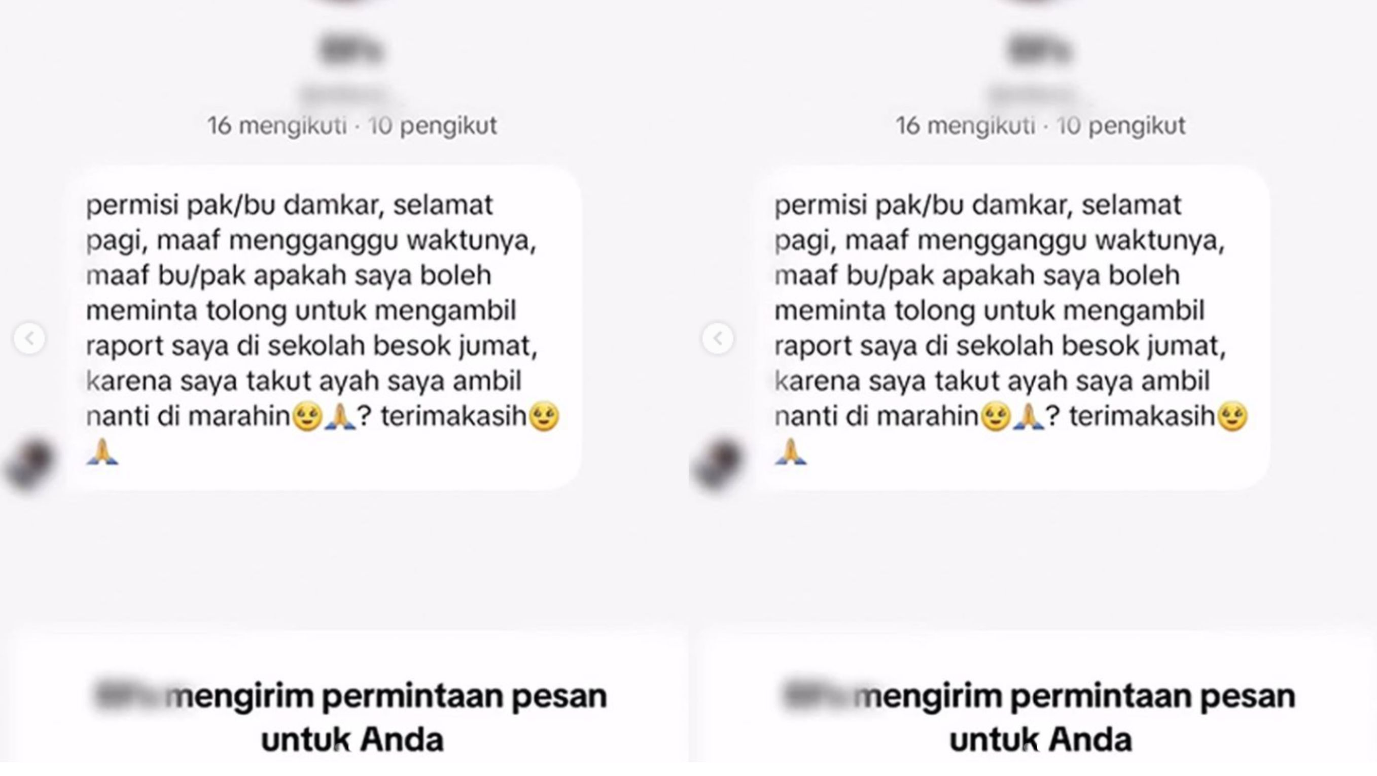 Bocil Minta Tolong Ambilkan Raport ke Damkar <b>(Instagram)</b>