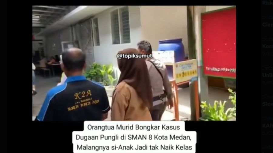 Murid SMA Negeri 8 Kota Medan bersama orang tuanya <b>(Tangkapan layar X )</b>