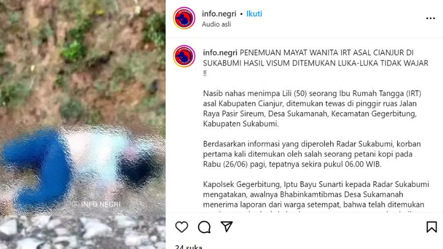 Mayat tergeletak di pinggir jalan <b>(Instagram)</b>