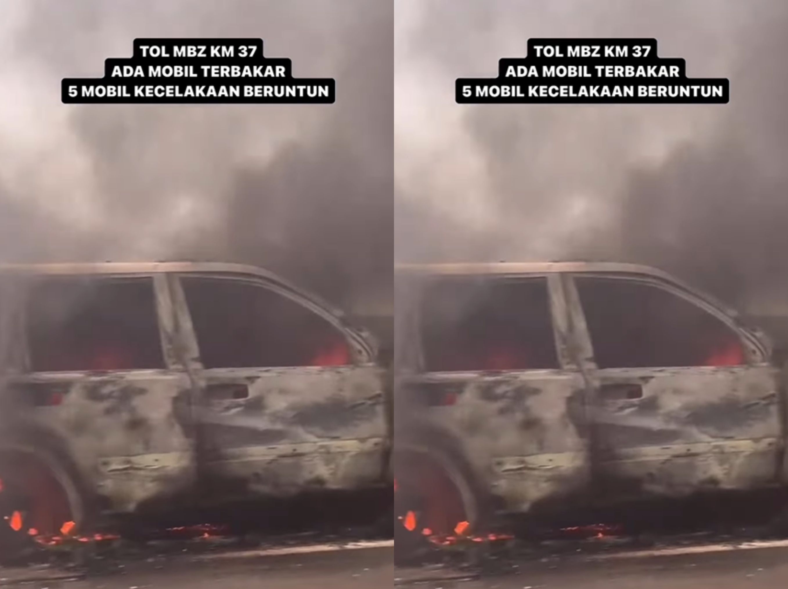 mobil terbakar <b>(Instagram Info warga bekasi)</b>