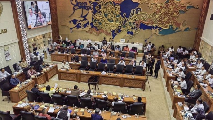 Rapat Badan Legislasi DPR terkait pembahasan RUU Pilkada di Kompleks Parlemen, Senayan, Jakarta, Rabu (21/8/2024) <b>(Antara/ Melalusa Susthira K)</b>