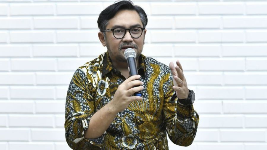 Direktur Jenderal Informasi dan Komunikasi Publik Kementerian Komunikasi dan Informatika Prabu Revolusi menyampaikan pemaparan kepada wartawan pada acara Ngopi Bareng Kominfo di Jakarta, Jumat (13/9/2024). <b>(Dok.Antara)</b>