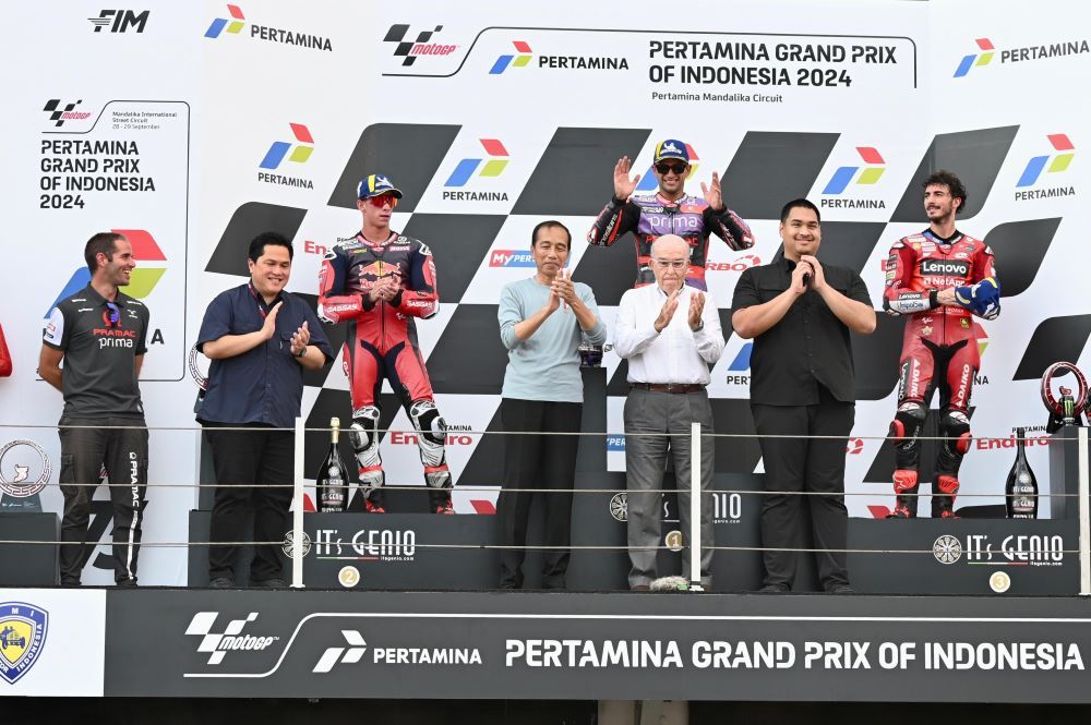 Presiden RI Joko Widodo (Jokowi) menyampaikan apresiasi terhadap perkembangan penyelenggaraan MotoGP di Indonesia dalam tiga tahun terakhir. (Foto: BPMI Setpres)