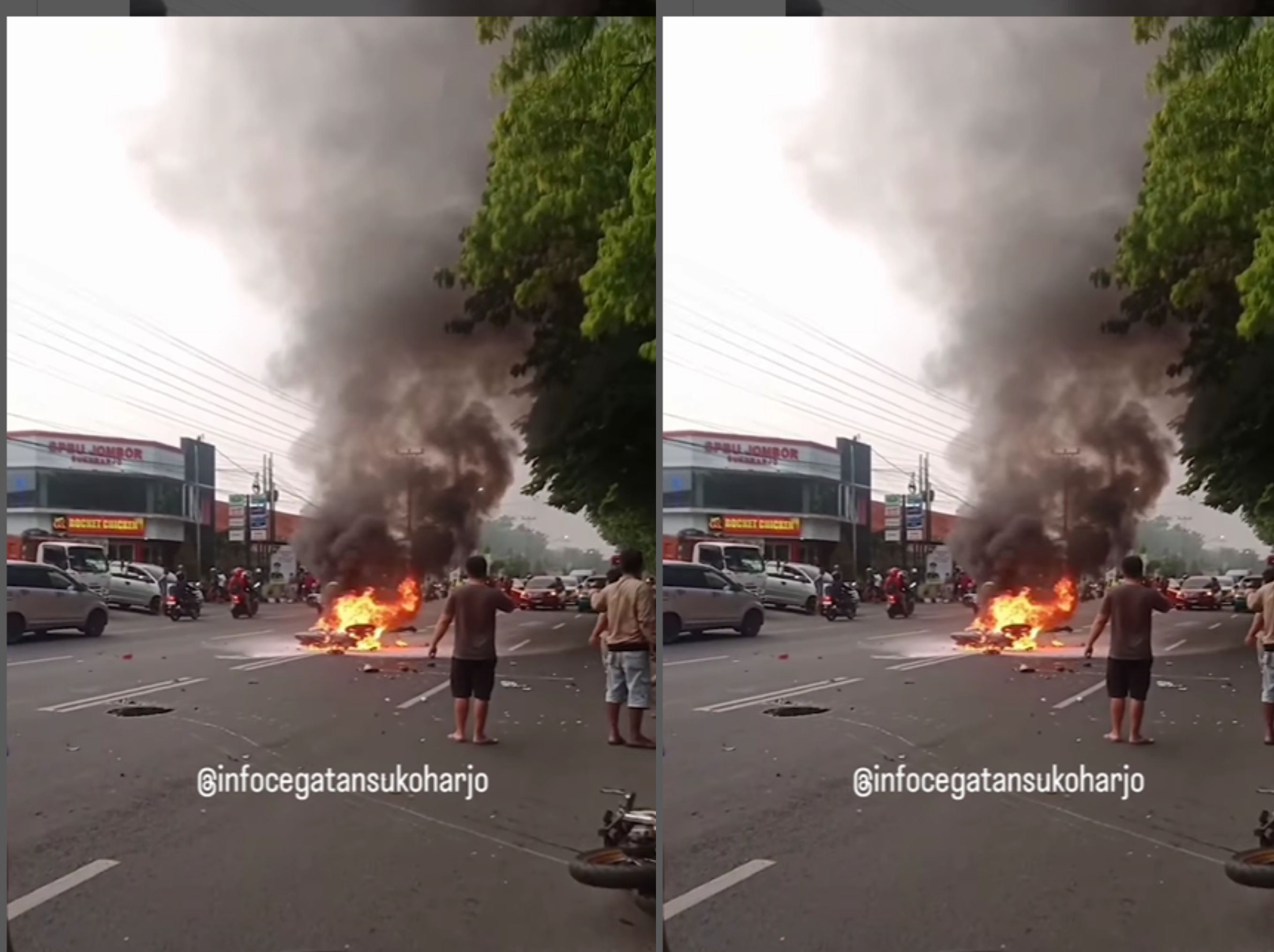 Motor terbakar <b>(Instagram @infocegatansukoharjo:)</b>