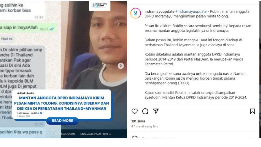 antan Anggota DPRD Indramayu Disekap di Perbatasan Thailand-Myanmar  <b>(Instagram)</b>