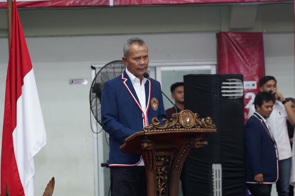 Ketua Umum Pengurus Besar Taekwondo Indonesia (PBTI) Letjen TNI Richard T.H Tampubolon memberikan sambutan dalam KASAD 6th Asian Taekwondo Open Championship 2024/Foto: Istimewa