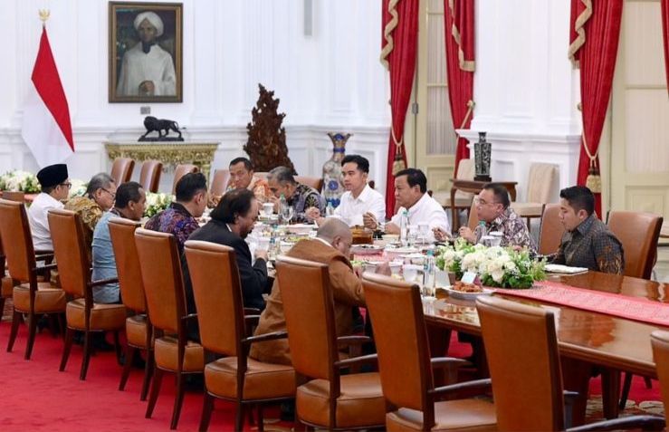 Presiden Prabowo Subianto bertemu dengan para ketum parpol di Istana Kepresidenan, Jakarta hari ini. 