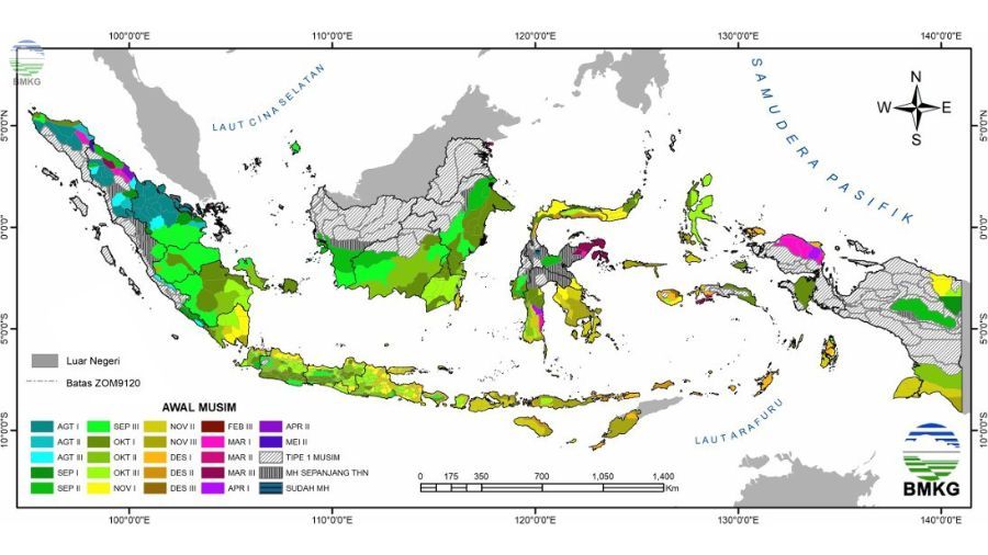 Prediksi Musim Hujan 2024/2025 di Indonesia. <b>(Grafis BMKG)</b>