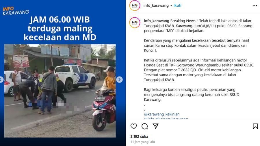 Kecelakaan di Karawang <b>(tangkapan layar)</b>