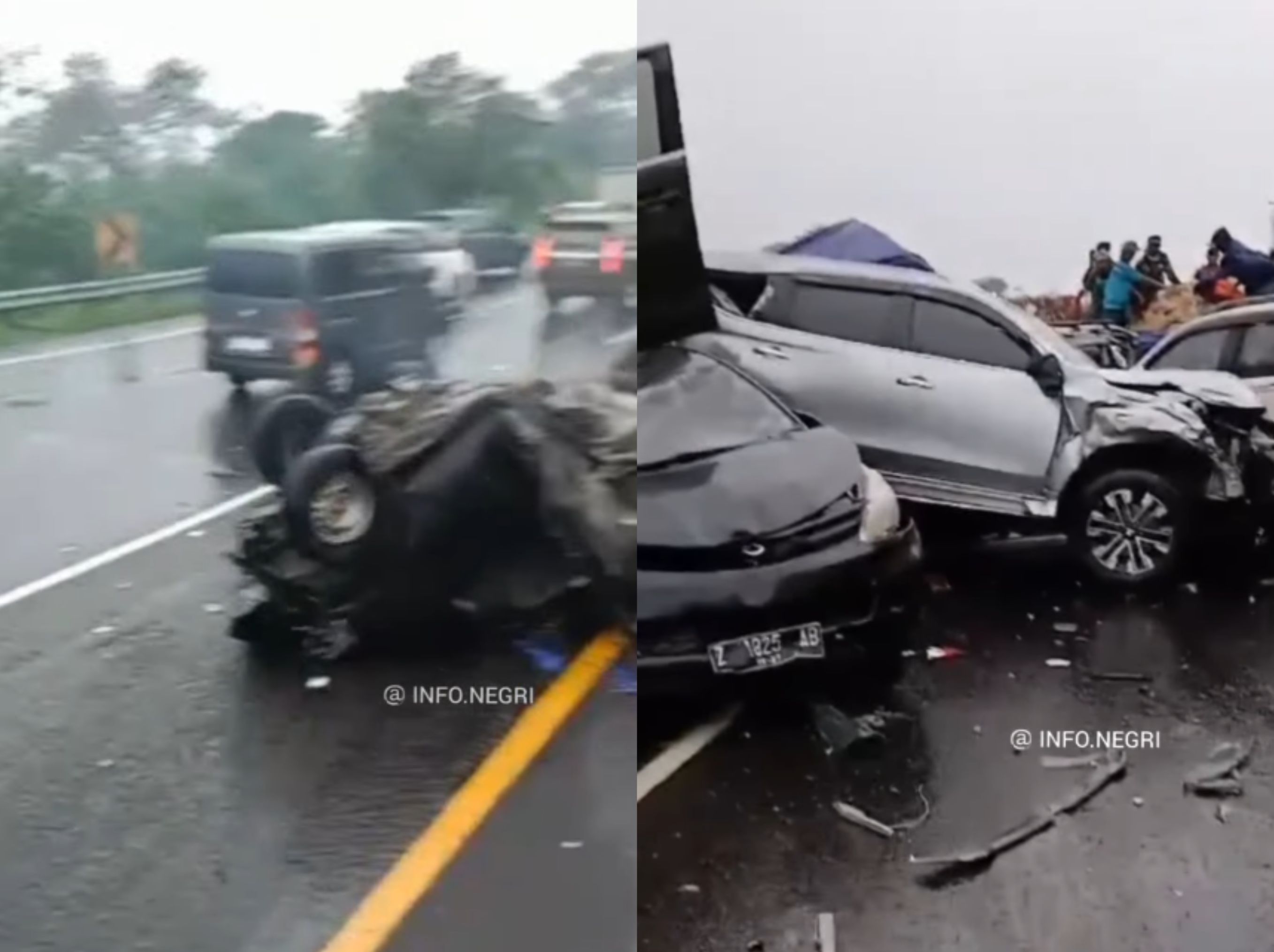 Mobil ringsek usai kecelakaan Tol Cipularang <b>(INSTAGRAM INFO NEGRI)</b>