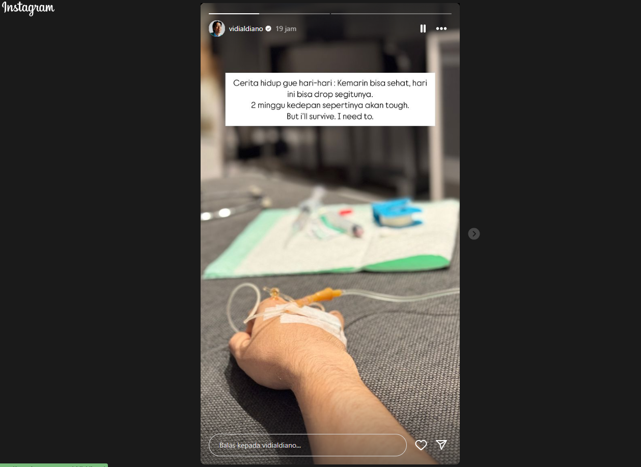 Unggahan stories Instagram pribadi Vidi Aldiano. <b>(Instagram)</b>