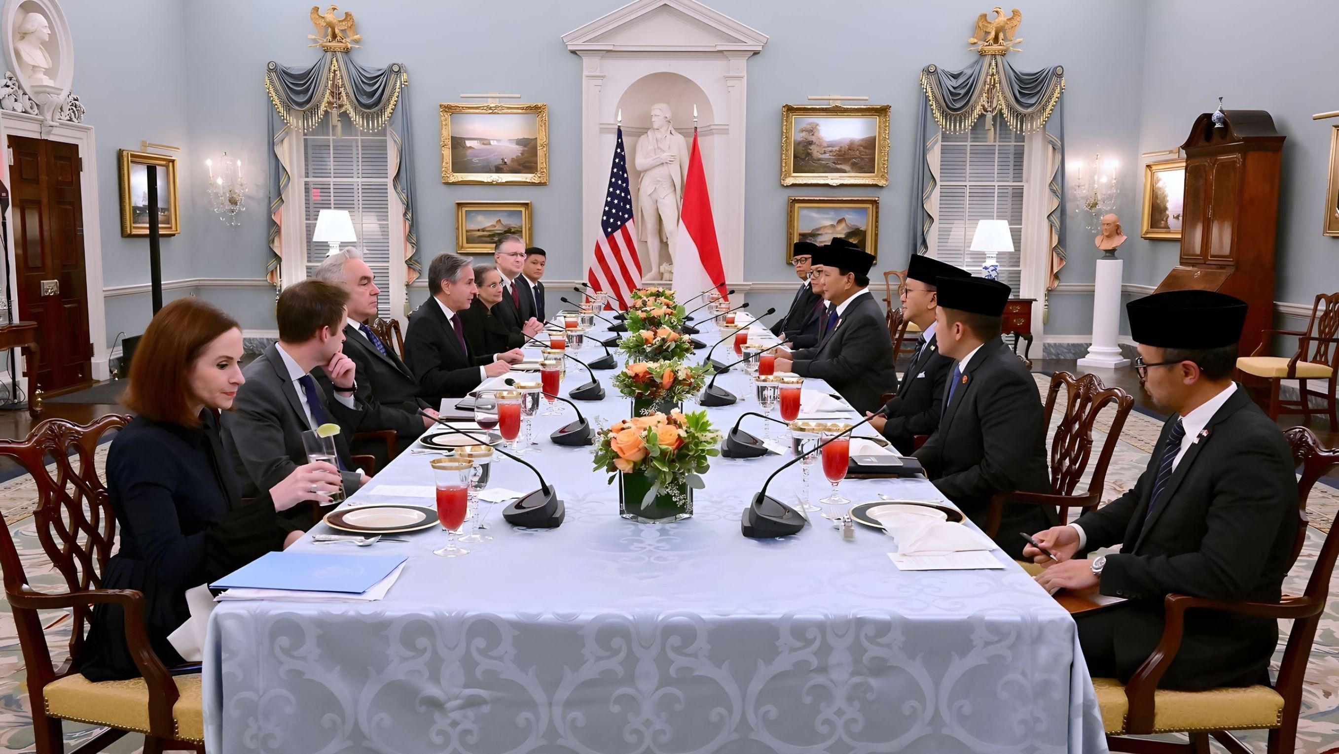 Presiden RI, Prabowo Subianto dan Menteri Luar Negeri Amerika Serikat, Antony Blinken <b>(Istimewa)</b>