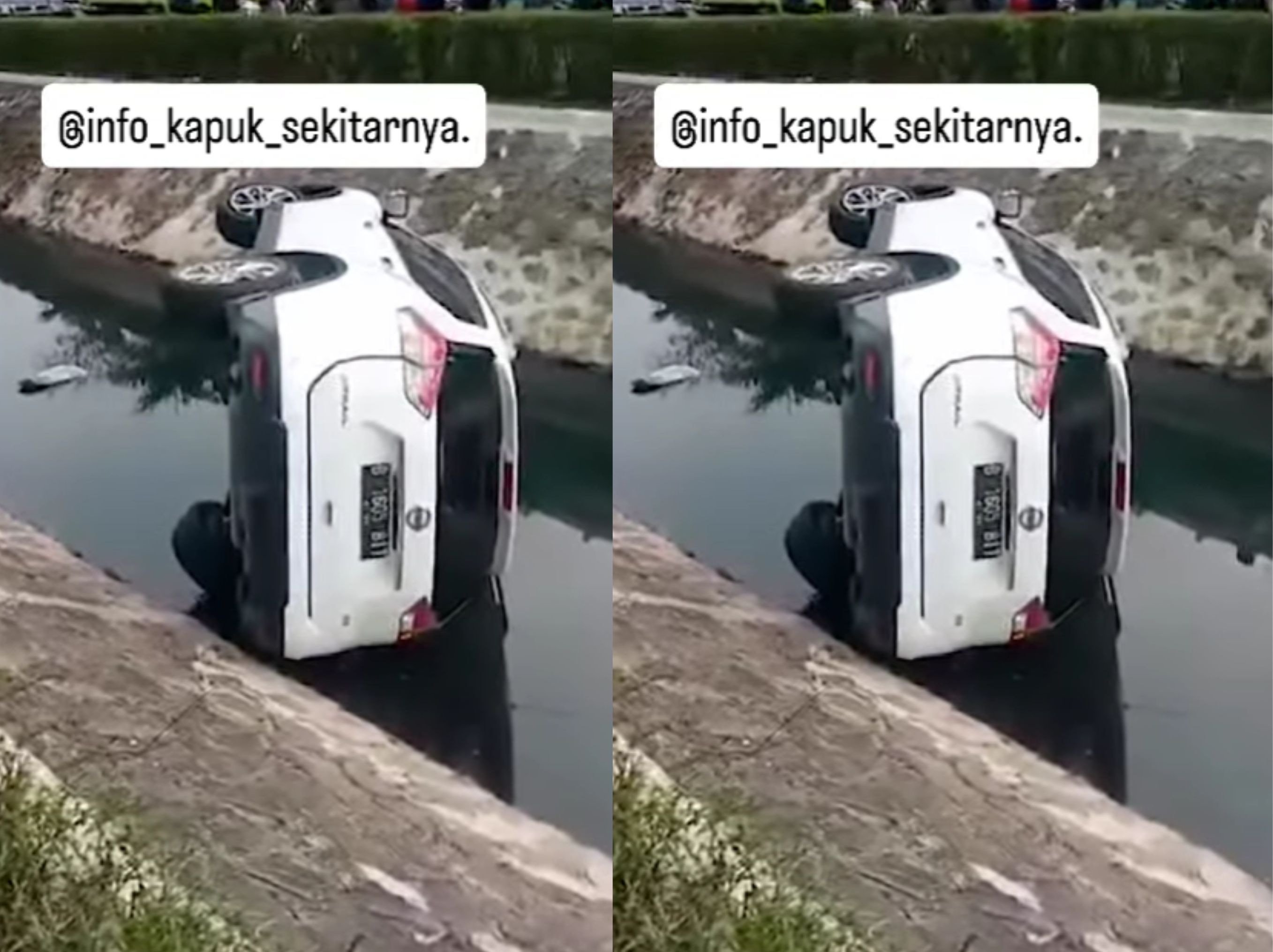 Mobil tercebur ke saluran air Jalan Marina PIK <b>(Instagram info kapuk sekitarnya.)</b>