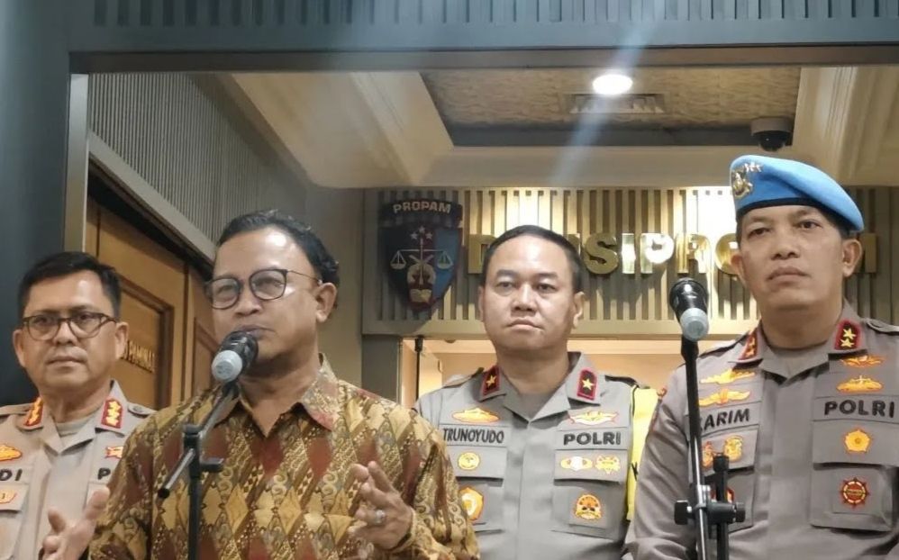 Konferensi pers Mabes Polri terkait kasus dugaan pemerasan polisi terhadap WN Malaysia penonton DWP. (Antara) 