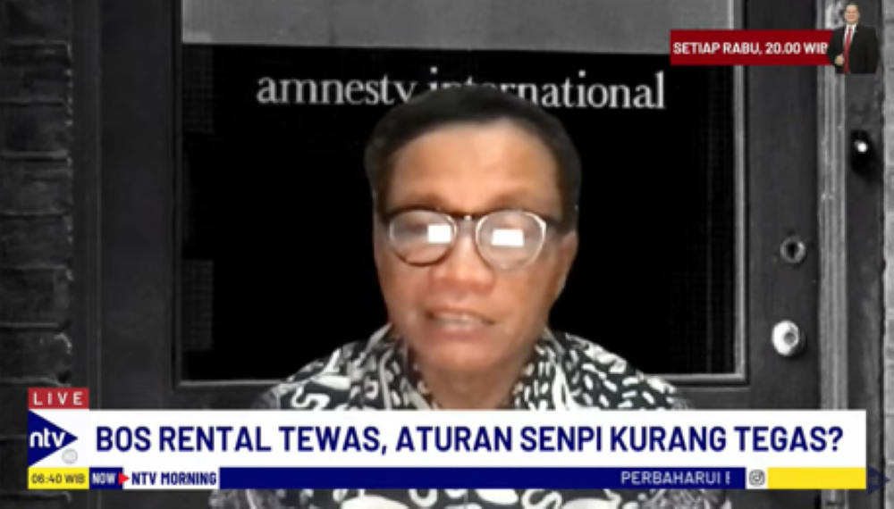Usman Hamid dalam dialog NTV Prime di Nusantara TV/tangkapan layar NTV