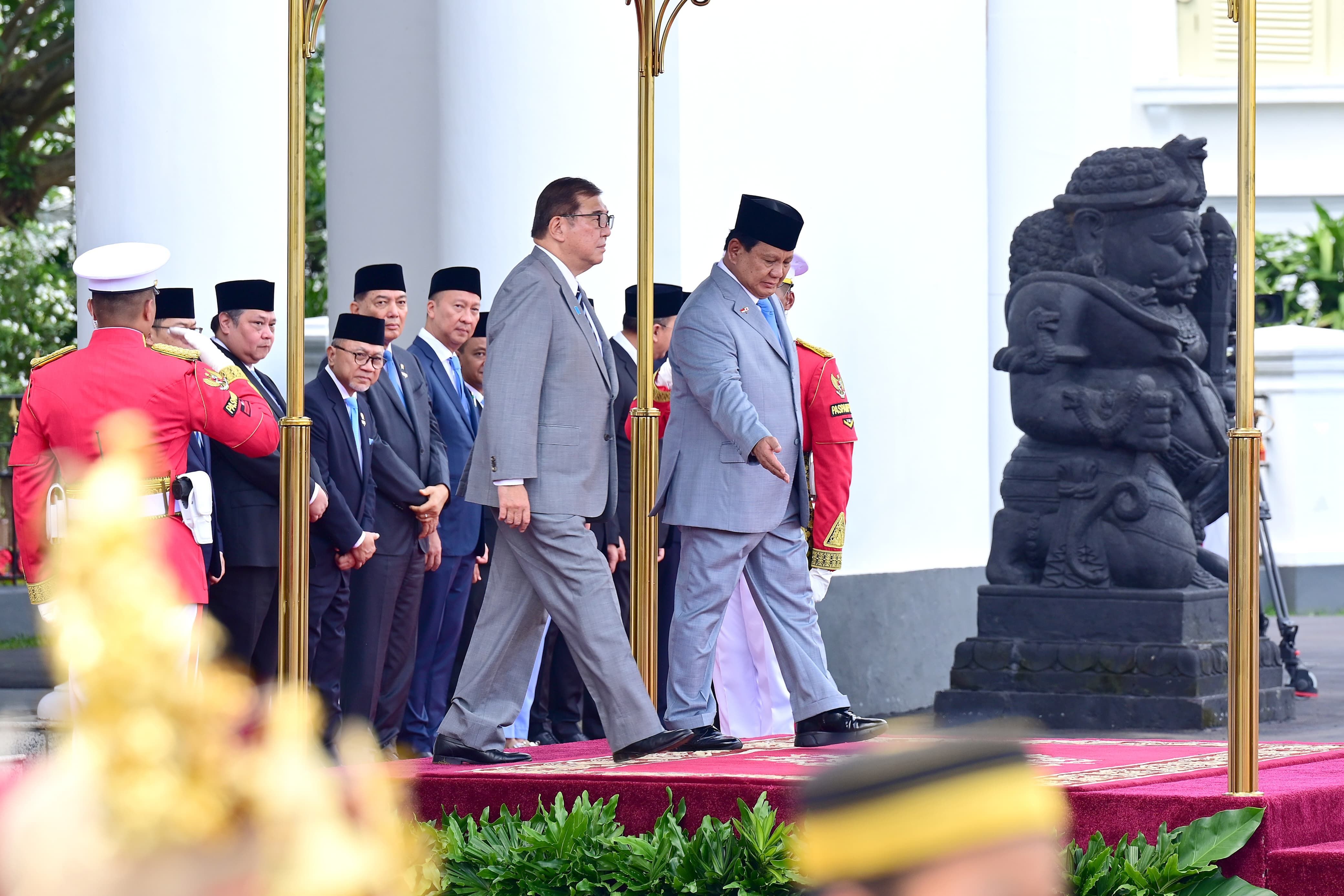 Presiden Prabowo Subianto dan Perdana Menteri (PM) Jepang Ishiba Shigeru di istana Kepresidenan Bogor <b>(Muchlis Jr - Biro Pers Sekretariat Presiden)</b>