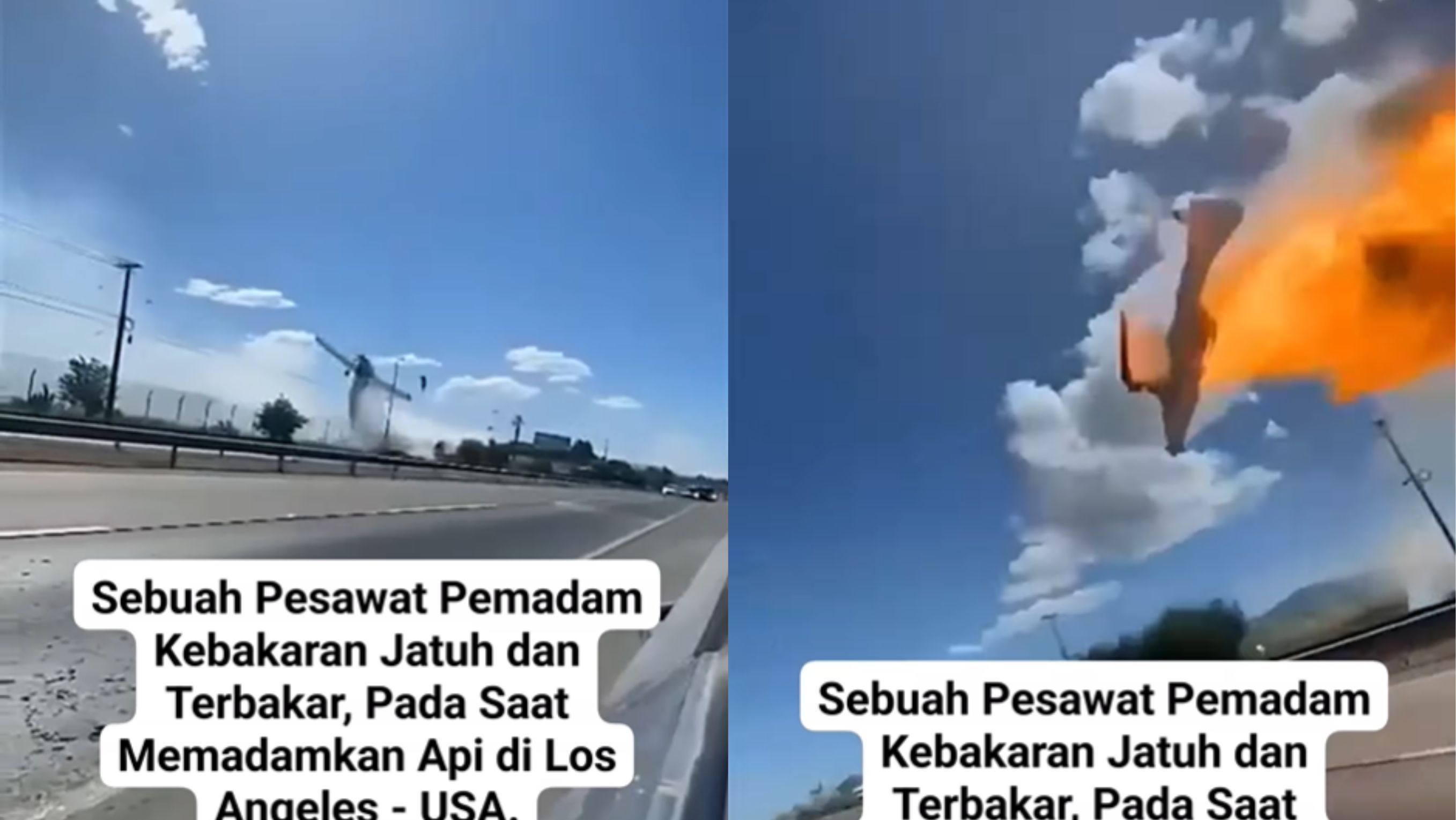 Pesawat Damkar Jatuh dan Terbakar di Los Angeles <b>(Instagram)</b>