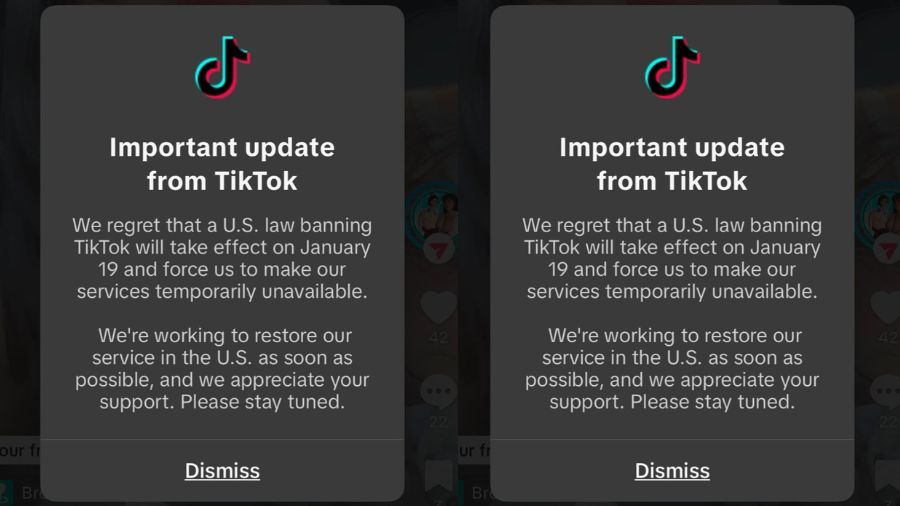 Notifikasi yang muncul di akun-akun pengguna TikTok di AS. <b>(TikTok)</b>