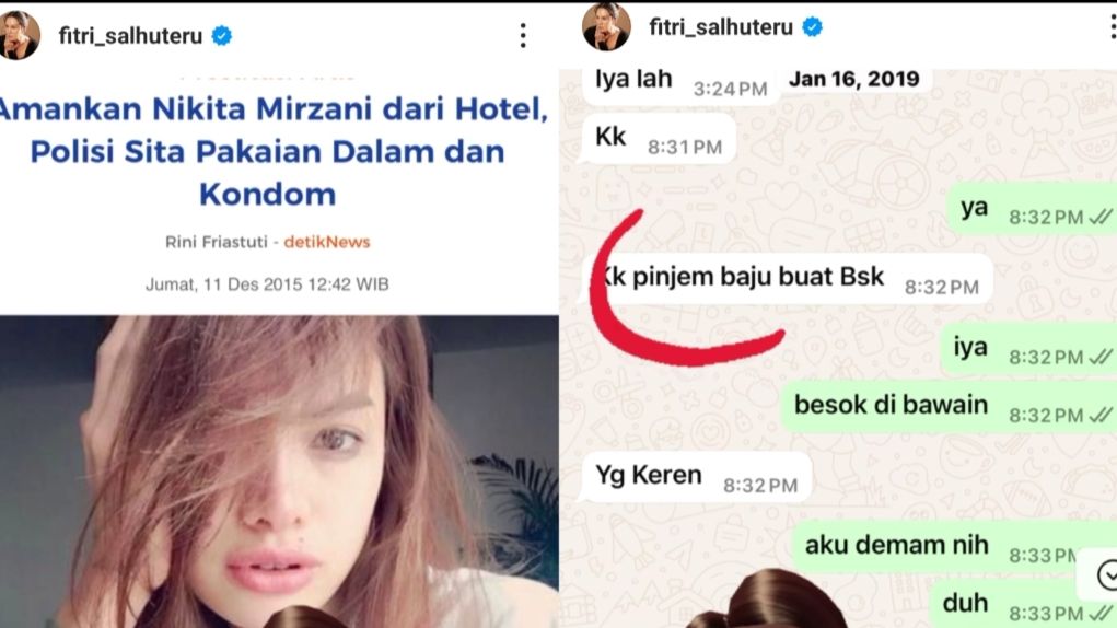 Isi Chat Nikita Pinjam Baju Fitri Salhuteru <b>(Instagram)</b>