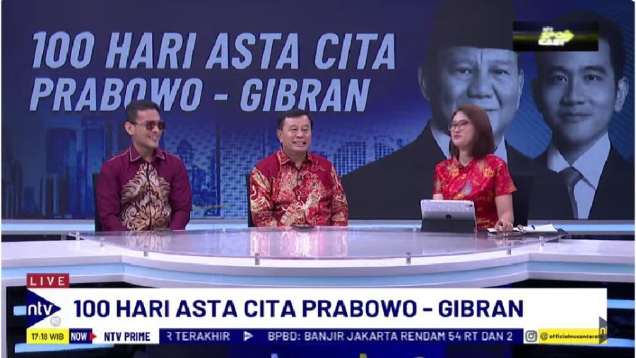 Presiden Komisaris NT Corporation, Nurdin Tampubolon, dalam sebuah program NTV Prime di Nusantara TV (tengah). <b>(Youtube Nusantara TV)</b>