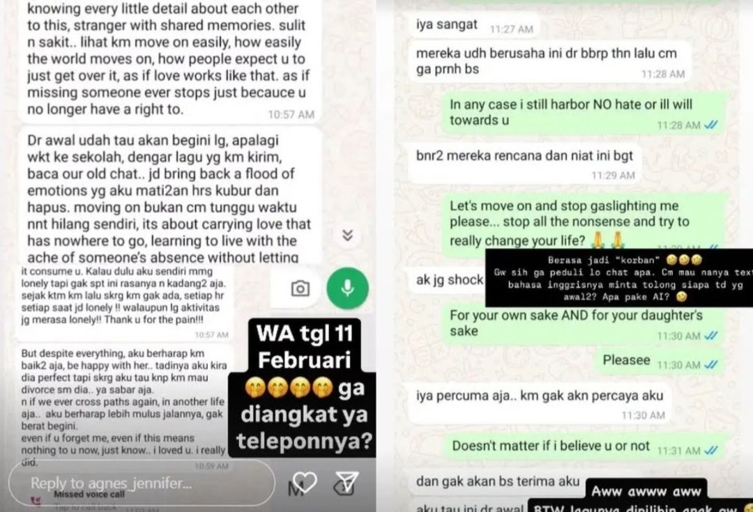 Bukti Chat pelakor rumah tangga Agnes Jennifer  <b>(Instagram )</b>