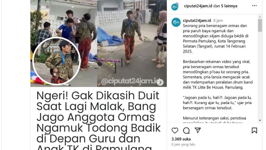 Pria todongkan senjata di Tangerang <b>(Tangkapan layar)</b>