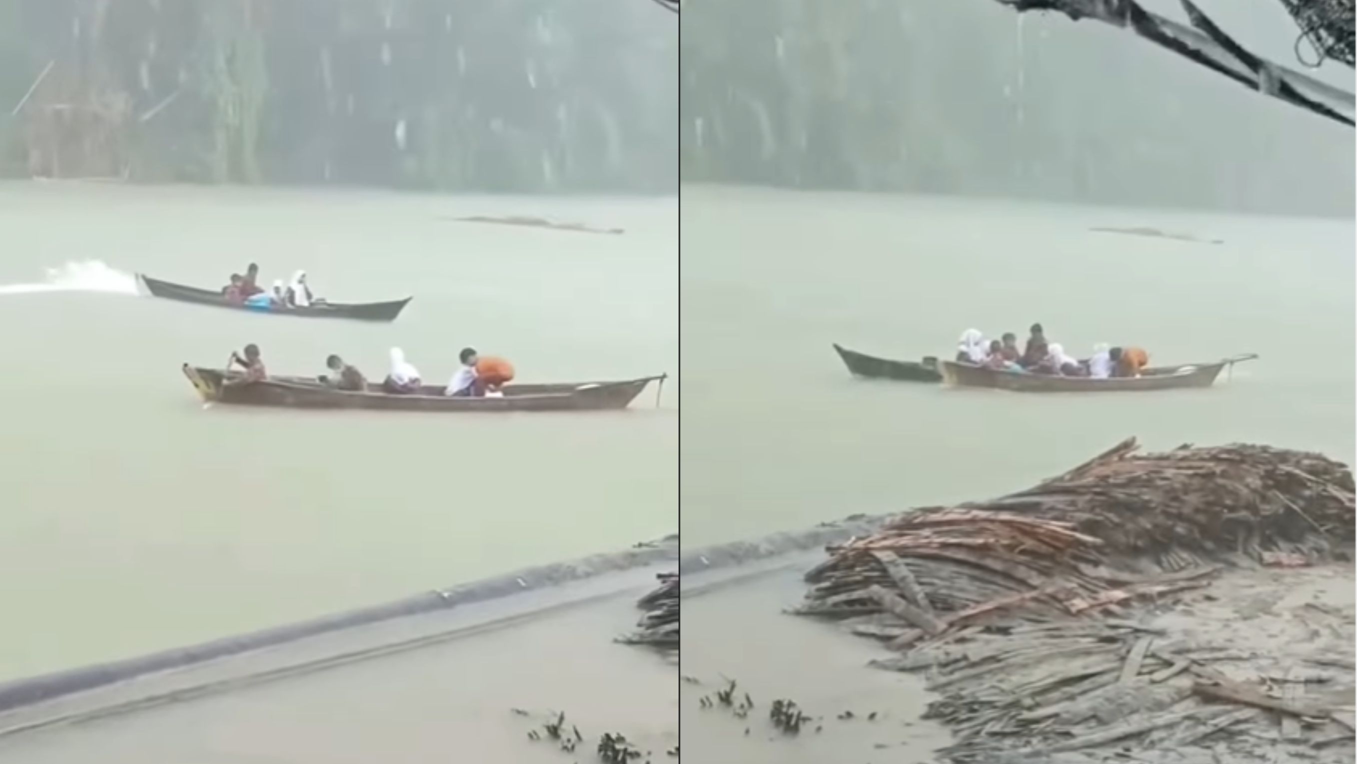 Boat ke Sekolah Mogok, Anak SD Saling Bantu <b>(Instagram)</b>