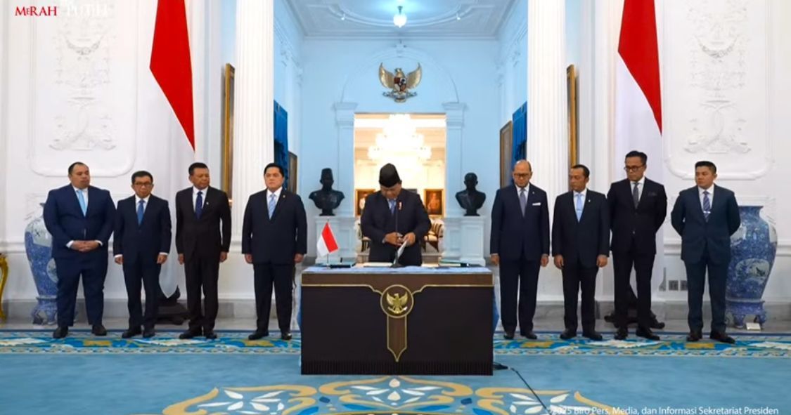 Presiden Prabowo meluncurkan Badan Pengelola Investasi (BPI) Daya Anagata Nusantara (Danantara) Senin, 24 Februari 2025 di Halaman Tengah Istana Kepresidenan, Jakarta. <b>(Sekretarian Presiden)</b>